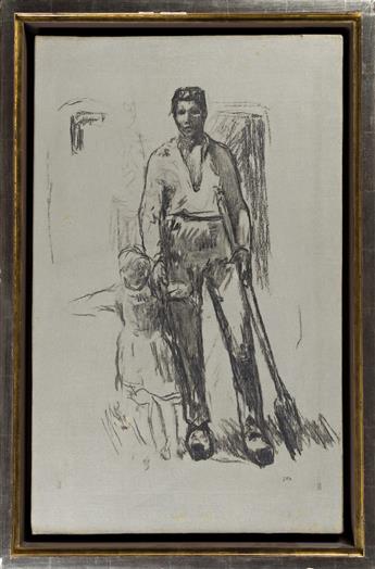 JEAN-FRANÇOIS MILLET (Gréville-Hague, La Hague 1814-1875 Barbizon) Paysan debout et Enfant.